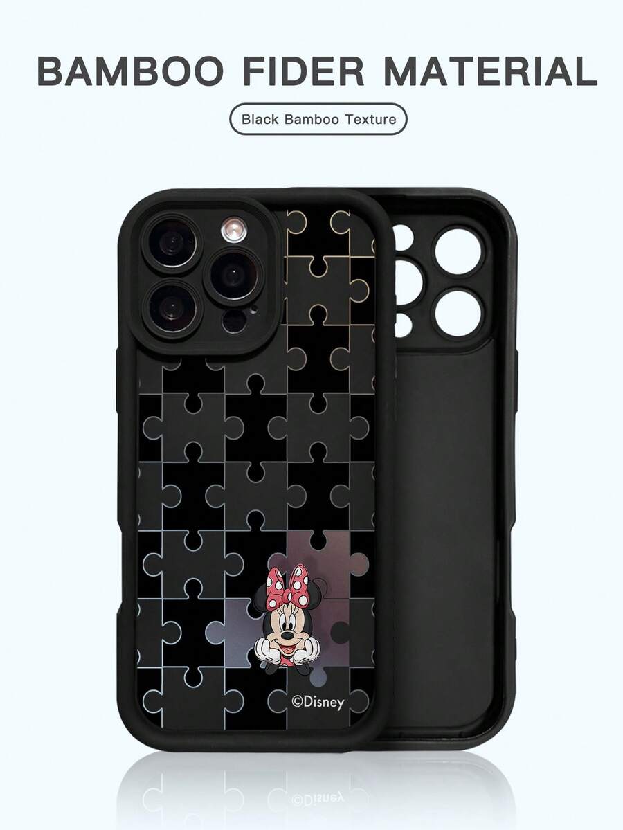 1个全新高强度防摔手机壳，迪士尼授权拼贴米妮黑色图案，独特手机壳，加厚防摔保护套，兼容苹果iPhone 17 Pro Max/Air、16、11/12/13/14 Plus、XR、7/8 Plus、15 Pro Max - 黑色 - 查看 1