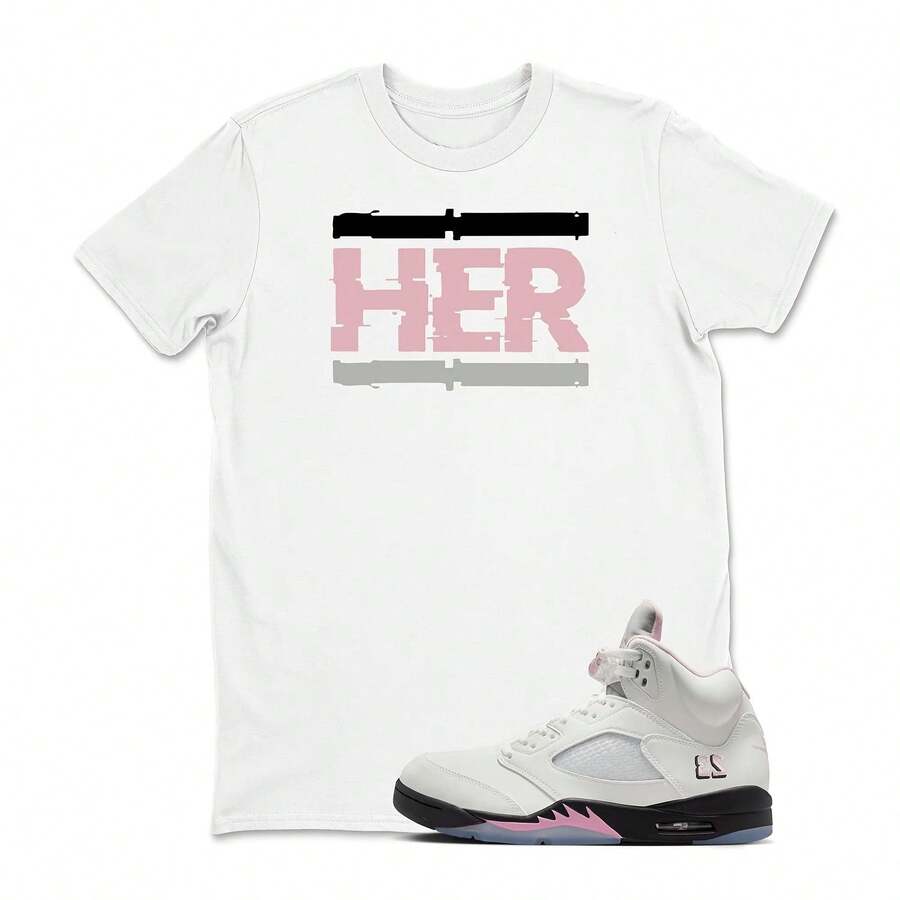 Camisa a juego con las zapatillas Retro 5 rosa suave AJs5 - Camisetas HER, camiseta del 35.º aniversario de AJs 5, camisa unisex a juego con las zapatillas - forma - Ver 1