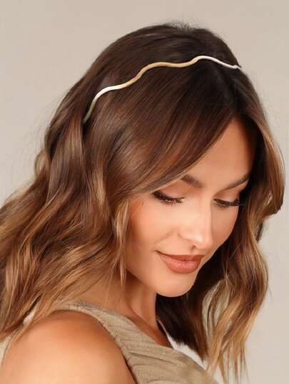 1 pieza/2 piezas Diadema de mujer de metal ondulado, estilo callejero 1 pieza Diadema curvada de moda, accesorios para el cabello de mujer, atuendo de playa, decoración de festival, pinza para el cabello, pasador para el cabello, diadema delgada geométrica, adecuada para uso diario, fiesta y decoración elegante para el cabello, accesorios para el cabello dorados, diadema, coletero, adorno para el cabello, viaje, cumpleaños