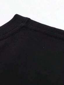 Women's Classic 1-Piece T-Shirt With Hibiscus Print, Black, Unisex, Round Neck, Casual, Lightweight Knit Fabric, Machine Washable, For Spring/Summer/Autumn, Christmas, Valentine's Day, Halloween. - 黑色 3 - 查看 3