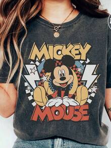 Disney Ladies' T-Shirts, Comfortable Color Retro Mickey Mouse Shirts, Disney Mickey Mouse 1928 T-Shirts, Retro Mickey Mouse Shirts, Disney Travel Shirts, Checkered Mickey Mouse Shirts, Unisex, Special For Gifts. - màu đen - Xem 1