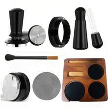 Prensador de café con embudo dosificador, set de prensador de café ajustable de acero inoxidable y aleación de aluminio con escala de medición - Negro - Ver 10