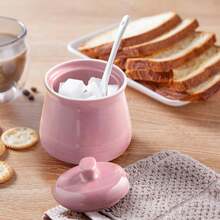 DAYYET Sugar Bowl With Lid And Spoon - 12 Oz Ceramic Sugar Bowl With Spoon - Sugar Container For Coffee Bar - Sugar Jar Sugar Dispenser Bowl - Pink Kitchen Decor And Accessories - ColorB - View 6