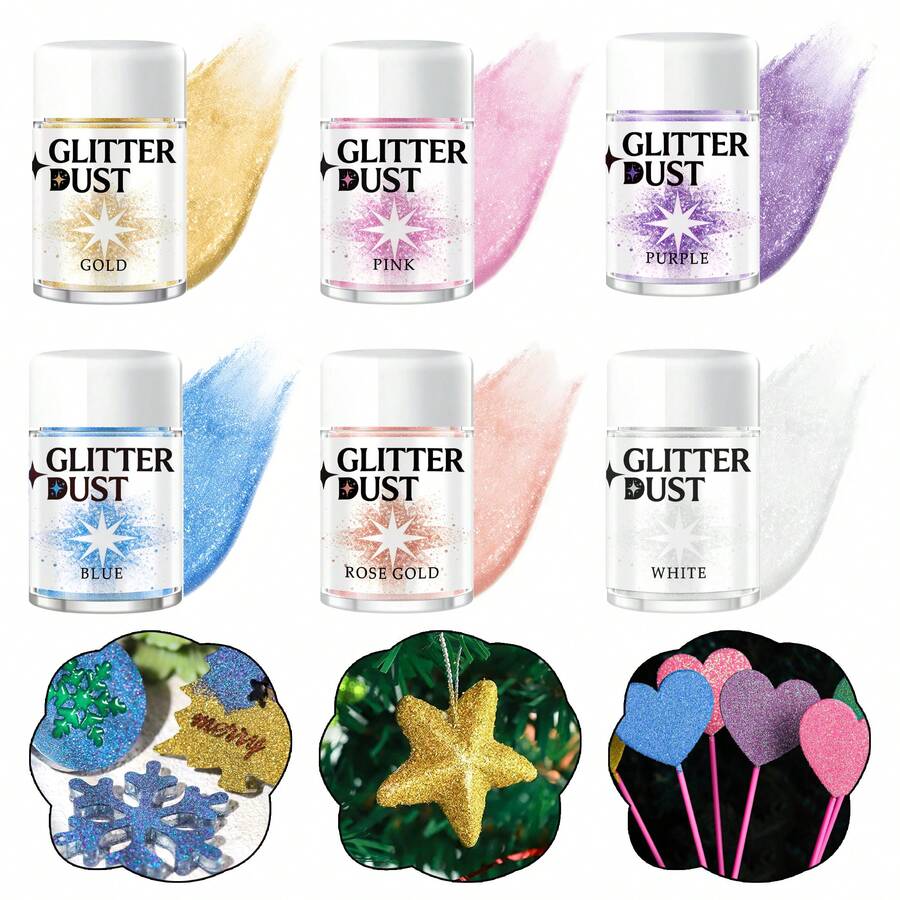 Edible Glimmer Glitter Powder Metallic Shiny Luster Dust Sparkling Decorative Sprinkles Multipurpose Culinary Decor Powder For Baking Cake Candy Chocolate Ice Cream Dessert Pastry Ornament - Multicolor - View 1