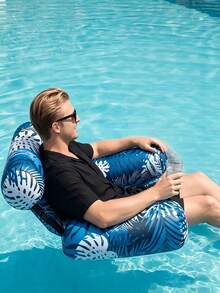 1pc Inflatable Floating Lounger, Unisex, Inflatable Chaise Lounge And Pool Float, Made Of PVC + Oxford Cloth, Suitable For Swimming Pool, Lake, Beach And Backyard Party, Outdoor Water Entertainment, Summer Water Fun, Float Like A Boss, Relax Like A King, Drink, Sunbathe, Float - Perfect For Summer - Multicolor - View 11
