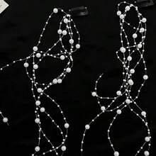 4/2/1件組 女款人造珍珠裝飾雙馬尾髮鏈，長流蘇編髮飾品，高端時尚髮飾珠寶，髮束帶，舞會與夜店髮飾，髮夾，抓夾 - 彩色 - 查看 5