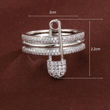 1pc Fashion Circle Design Artificial Zirconia Stone Women Ring - Multicolor - View 5
