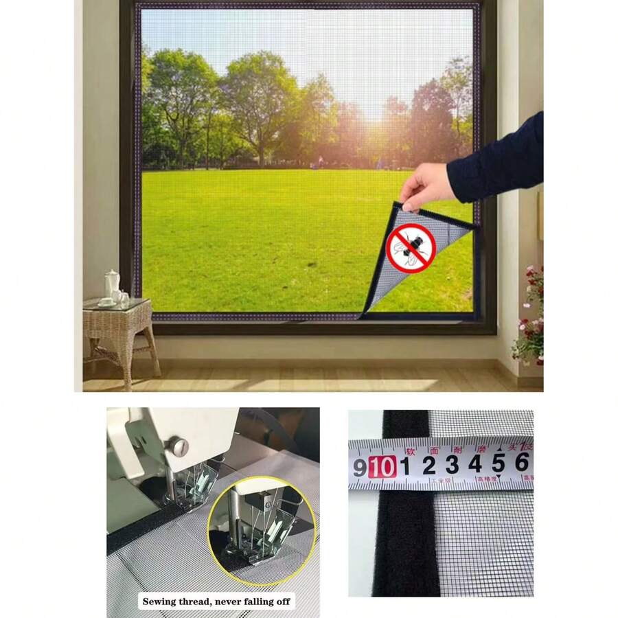 Màn chống côn trùng màu đen, dễ lắp đặt bằng khóa dán, chống muỗi/ruồi/bọ, rèm thông gió thoáng khí trong nhà.