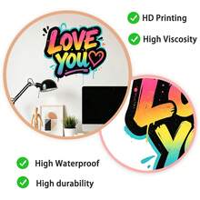 CHAILLY Autocollants muraux colorés de graffiti "Love You", autocollants amovibles pour la chambre à coucher et la décoration de la Saint-Valentin - Stickers muraux - Voir 6