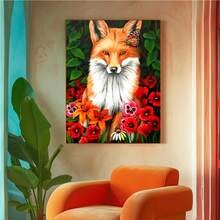 Kit de Pintura de Diamante 5D - Flores e Raposa, Bordado de Diamante Redondo DIY Decoração Doméstica Artesanal - Visão 3