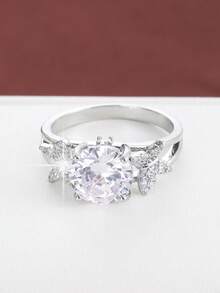 1pc Elegant Countryside Style Butterfly Design Cubic Zirconia Women's Ring, Casual Gift - Multicolor - View 7