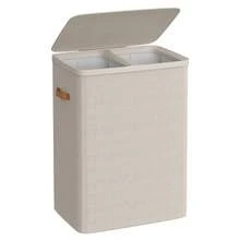 Laundry Basket, 44.9 Gal. Laundry Hamper, 2 Compartments, Easy Assembly, With Lid And Handles, Removable Liners - 卡布奇諾米色 - 查看 6