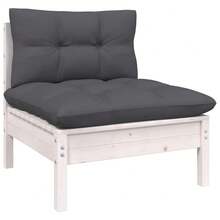 vidaXL Salon de jardin 5 pcs avec coussins blanc bois de pin - A - Voir 5