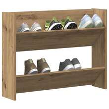 vidaXL Armoire à chaussures murale chêne artisanal bois d'ingénierie - Tabac - Voir 4