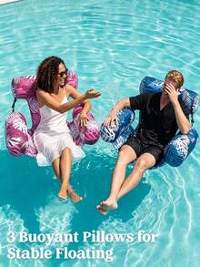 1pc Inflatable Floating Lounger, Unisex, Inflatable Chaise Lounge And Pool Float, Made Of PVC + Oxford Cloth, Suitable For Swimming Pool, Lake, Beach And Backyard Party, Outdoor Water Entertainment, Summer Water Fun, Float Like A Boss, Relax Like A King, Drink, Sunbathe, Float - Perfect For Summer - Multicolor - View 5