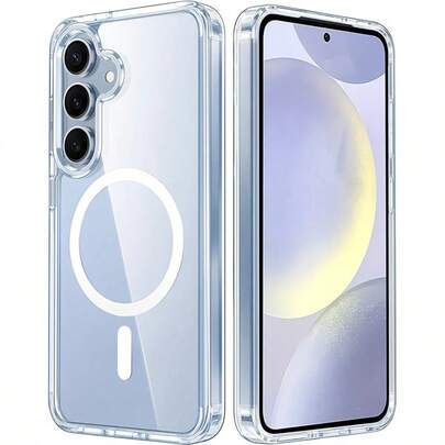 Funda de teléfono transparente de acrílico magnético original compatible con Galaxy A57, A37, A17, A07, A56, A36, A16, A26, A06, A05, A15, A25, A35, A55, A54, A14, S26 Ultra, S25 FE, S24, S23, S22, S21, S20 Plus, M54, M14, M34, M15, M35, M55, M56, con carga inalámbrica y protección contra golpes