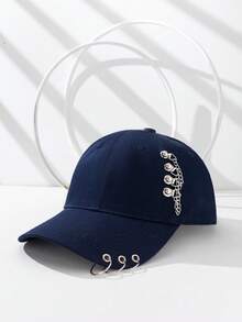 1pc Hoop Chain Accent Baseball Cap, Versatile Hip Hop Streetwear,Holiday,Travel - Multicolor - View 16