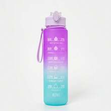 Gradient Color Motivational Water Bottle - With Time Scale, Leak-Proof, Includes Cute Stickers! Keep Hydrated And Motivated - Multicolor - View 8