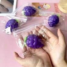 1pc Squishy Portable Realistic Grape Squeeze Toy, Vivid Fruit Shape Cute And Eye-Catching, Made Of High-Quality Durable TPR Soft Rubber, Compact Size Easy To Carry, Designed For Commuters And Outdoor People As A Fun Stress Relief Item, Sticky Soft And Smooth Texture - Multicolor - View 4
