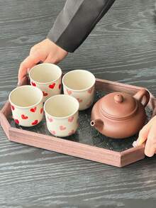 Bộ 1/2/4/6 tách cà phê espresso hình trái tim màu hồng, tách cà phê gốm hình trái tim tối giản dễ thương, tách espresso kiểu Ả Rập, tách trà mời khách/bạn bè, tách trà/cà phê chiều hàng ngày, có thể rửa bằng máy rửa chén, có thể tái sử dụng. - Nhiều màu - Xem 6