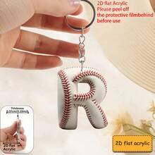 Llavero acrílico con diseño plano 2D de letra de béisbol, llavero y regalo de jugador y fanático de béisbol, colgante de bolso, decoración de llaves, regalo perfecto - Llavero con letras de béisbol - Ver 36