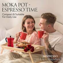 Ấm pha cà phê Moka kiểu 3 tách, Ấm Moka dùng được trên bếp ga, bếp điện, Ấm pha cà phê kiểu Ý cổ điển, Ấm pha espresso trên bếp, Ấm cắm trại pha được 3 tách espresso 5 oz - Cốc 4.4 oz - Nhiều màu - Xem 3