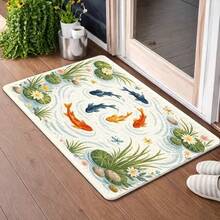 1pc Fresh Koi Fish Design Doormat, Entrance Mat, Small Rug, Welcome Mat, Carpet, Floor Mat, Outdoor Doormat, Kitchen Rug, Home Decor, Front Door Mat, Area Small Rug, Outdoor Mat, Home Decor, Area Rug, Garden Carpet, Washable Rug - Multicolor - View 4