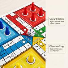 LUDO Board Game With Numbered Pieces And Dice - Classic Strategy Tabletop Game Suitable For Family Game Nights, Parties And Travel - Multipurpose Board Can Be Used For Pieces - 2-4 Player Competitive Game - Multicolor - View 3