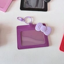 Bow Design PU Photocard Holder, Cute Idol ID Card Case With Detachable Keychain - Color - View 17