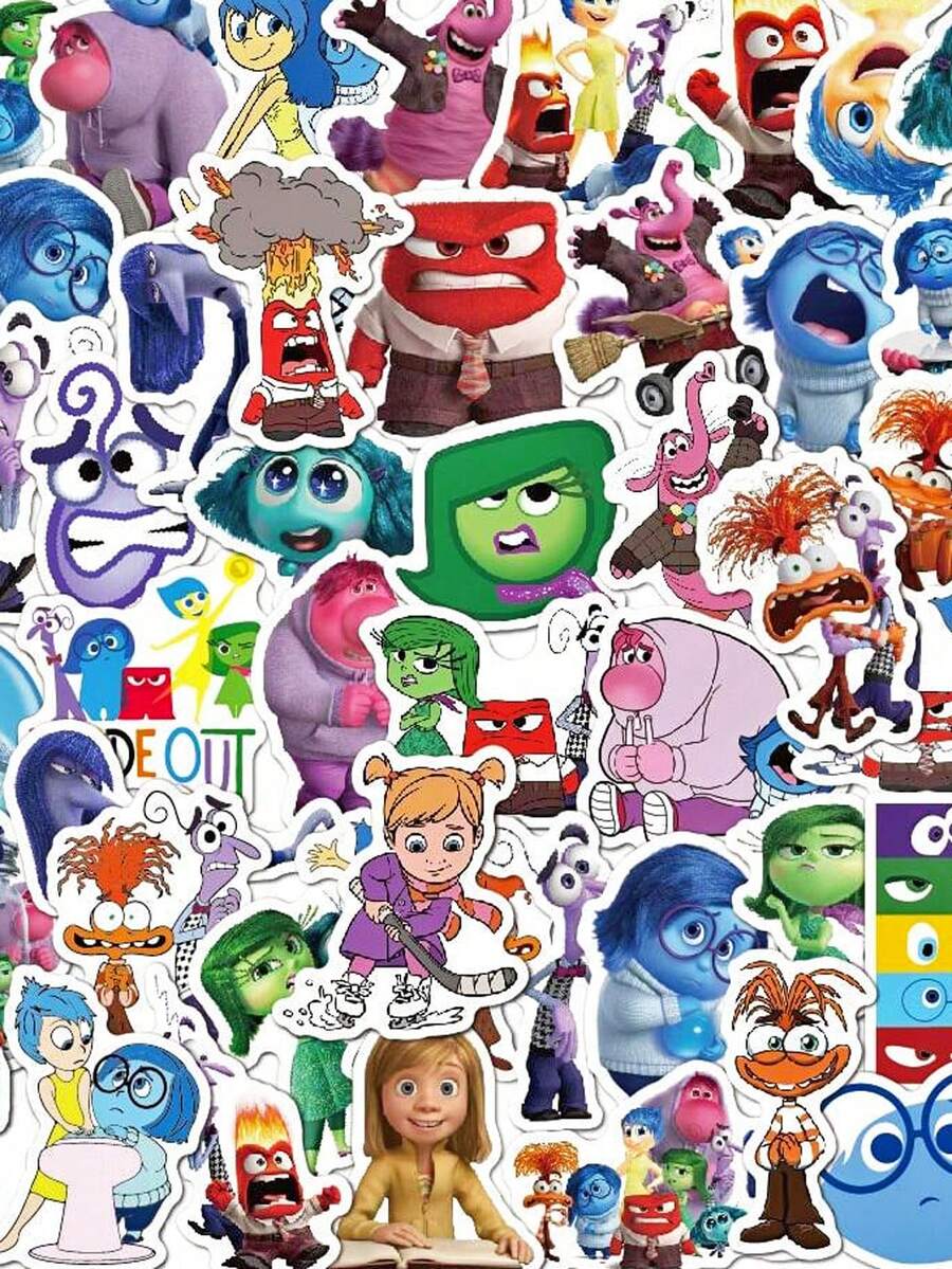 Disney 50pcs/Pack Themed PVC Waterproof Stickers, Suitable For Water Bottles, Skateboards, Books, Phones, Computers, Birthday Party Gifts, Fun Home Decor - A - View 1