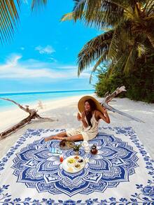 1pc New Outdoor Waterproof Anti-Sand Digital Printed Picnic Mat/Beach Towel, Fashionable And Fresh Pattern, Suitable For Camping And Picnics - A - View 8