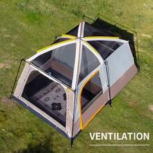 campility 4/8/12 Person Outdoor Camping Tent, Double Layer Rainproof, Windproof, And Sunproof, With Breathable Mesh Windows, Suitable For All Seasons, Portable Outdoor Tent For Hiking, Beach Trips, And Other Outdoor Activities - Multicolor - View 9