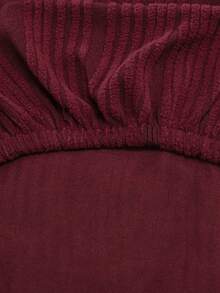 1套曲條紋提花酒紅色馬桶座墊套與馬桶水箱套，可伸縮防塵浴室馬桶座墊套組，適用於小尺寸馬桶 - 彩色 - 查看 5