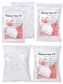 150/250/350g Relleno de poliéster, relleno de fibra premium blanco para manualidades, relleno de ganchillo, relleno para animales de peluche, guata de algodón - Empaque sellado - Blanco - Ver 1