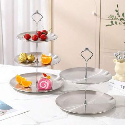 Bộ 3/4 giá đựng bánh nhiều tầng bằng thép không gỉ phiên bản cao cấp - (2/3 tầng + 1 phụ kiện) Giá trưng bày tráng miệng trang nhã, đĩa trái cây, vật trang trí trung tâm tiệc sinh nhật, ngăn chứa đồ có thể tháo rời, bền và dễ vệ sinh, thích hợp cho Giáng sinh, nhà hàng, tiệc tại nhà, trang trí bàn và đồ dùng tiệc tùng.