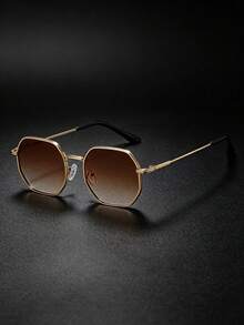 1pc Retro Solid Color Metal Men's Casual Driving Fashion Glasses - Multicolor - View 5