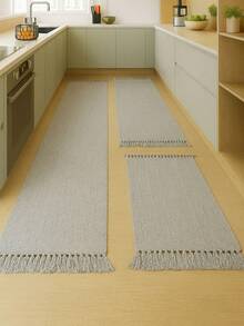 Kitchen Mat Set 3 Pieces: Runner + 2 Mats - Light Grey - View 3