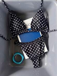 Bộ đồ bơi mùa hè dành cho nữ, bikini tam giác hai mảnh dây mảnh kẻ sọc buộc dây, áo tắm ôm sát gợi cảm, bộ bikini kẻ sọc phối màu tương phản, bộ đồ bơi thời trang cho kỳ nghỉ biển. - Nhiều màu - Xem 3