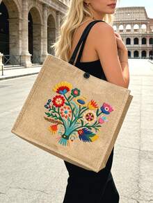 Bohemian Retro Floral Handbag Set, Handbag And Wallet Set, Decoration, Mexican Style Print Including Handbag And Coin Purse - Multicolor - View 5