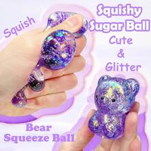 1PC Glitter Crystal Bear - Irresistible Soft  Squishy Glitter Filled Glitz Toy For Boys & Girls,Party Favors For Kids Squeeze Toy, Stress Relief Toy Squeeze Ball, Perfect For All Ages Austism,Ideal Holiday Gifts,Fun Cute Stuff,Birthday Gifts. - xiong-1pc - Xem 3