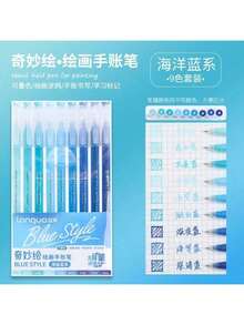 藍色水果魔幻繪畫 9 色漸層筆/螢光筆,多色包裝,多色 0.6mm 筆尖,透明筆管,適用於繪畫、標記、學生筆記、素描、手工製作、辦公使用、開學季、書寫與日記 - 套裝 - 查看 16