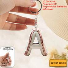 Llavero acrílico con diseño plano 2D de letra de béisbol, llavero y regalo de jugador y fanático de béisbol, colgante de bolso, decoración de llaves, regalo perfecto - Llavero con letras de béisbol - Ver 35