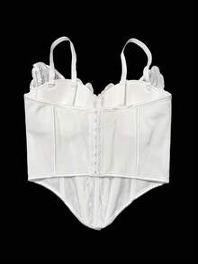 Áo tank top đính hoa và ngọc trai thủ công thời trang, có áo ngực, đính cườm, kiểu crop top gợi cảm, áo corset, áo khoác ngoài nữ, áo bustier, áo dự tiệc, áo thường ngày, màu trắng, mùa hè. - trắng - Xem 7