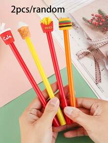 Bộ 2/4/6 bút bi gel hình khoai tây chiên và soda dễ thương, mực đen 0.5mm, dùng cho học sinh, văn phòng phẩm Kawaii, đồ dùng ký tên văn phòng phẩm. - Nhiều màu - Xem 12