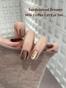 annies 2 pièces Vernis à ongles gel marron caramel effet œil de chat 10 ml Daren Maillard, ensemble semi-permanent populaire de rehaussement d'ongles effet œil de chat flash marron à décaper - Multicolore - Voir 5