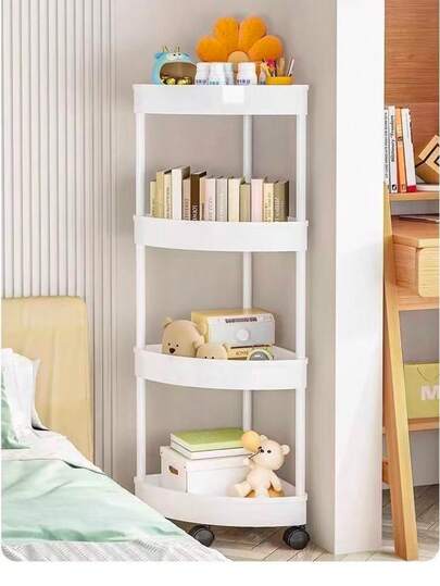 Xe đẩy đựng đồ, kệ góc nhỏ gọn, chất liệu nhựa chắc chắn, có thể gập lại, cần tự lắp ráp, không cần nguồn điện, thích hợp cho nhà bếp, phòng khách, phòng ngủ, văn phòng, nhà vệ sinh thương mại và phòng tắm, giỏ đựng đồ đa chức năng.