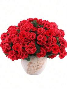4/2 Bunches Artificial Geranium Flowers, Outdoor Silk Geranium Flowers, UV-Resistant Garden Plants, Fake Floral Decor For Home, Kitchen, Dining Table, Artificial Flowers For Outdoor/Indoor Spring/Summer Decoration, Fade-Resistant, Suitable For Planters, Entryway, Porch, Patio, Windows, Yard, Tables, Holiday Decor (Red) - Red - View 3