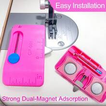 Alat Pembuka Jahitan Magnetik Ganda Baru, Alat Jahit 4-in-1 dengan Penggaris, Pemandu Tepi, dan Penanda Garis Jahitan - Aturan Pesulap Magnet Ganda - Merah Muda - View 7