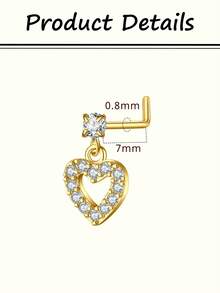 JIESIBAO 20G Dangle Nose Rings L Shaped Nose Stud Stainless Steel Butterfly Flower Heart Moon Dangle Nose Stud Ring Body Piercing Jewelry For Women Men For Daily Holiday Beach Vacation Gift Glamorous Music Festival Seaside Halloween Christmas Mother's Day Valentine's Day Coachella Summer Vacation - Multicolor - View 4