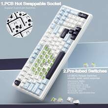 AULA F99 Customized Mechanical Keyboard, 3-Mode Wireless (Bluetooth 5.0 + 2.4G + Wired), 96% Compact Full-Key Layout, 5-Layer Dampened Design, Soft & Quiet Typing, Hot-Swappable Switches, 8000mAh Long-Lasting Battery, RGB Backlight, Durable PBT Side-Printed Keycaps, Customizable Drivers & Macros, PC/FR4 Dual-Material Positioning Board, Perfect For Gaming And Office Use - View 10